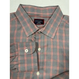 UNTUCKit Men Size XL Slim Fit Gray/Pink Striped Shirt Long Sleeve Office Preppy